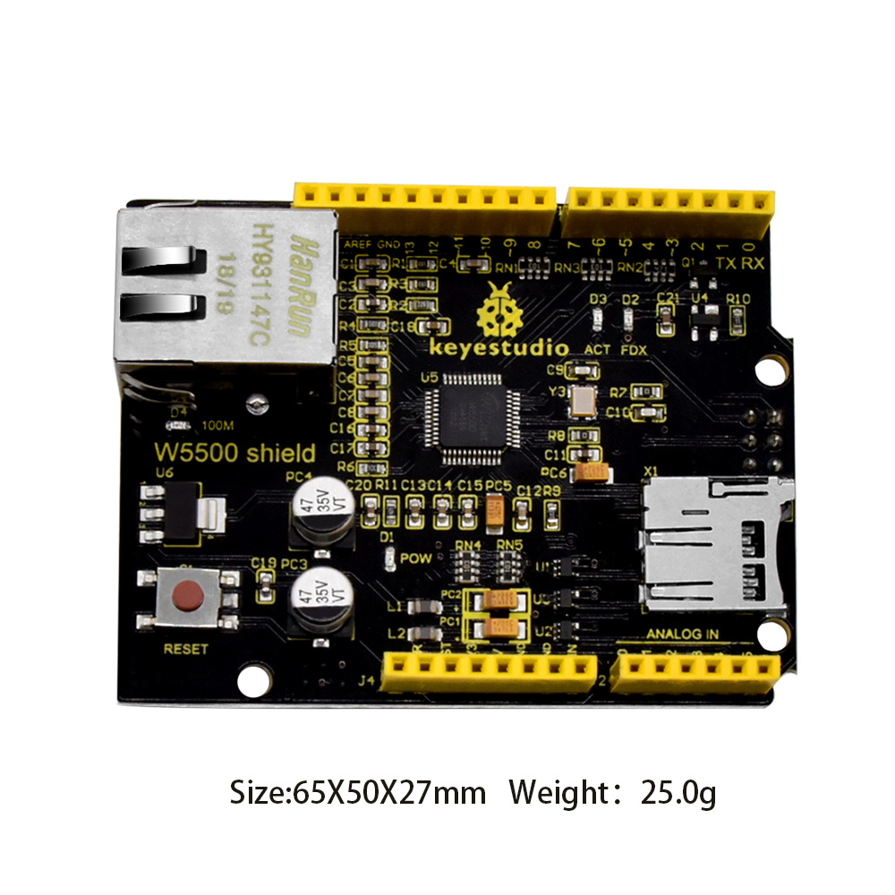 Keyestudio W5500 Ethernet Shie - огляд і ціна Ethernet Module W5500