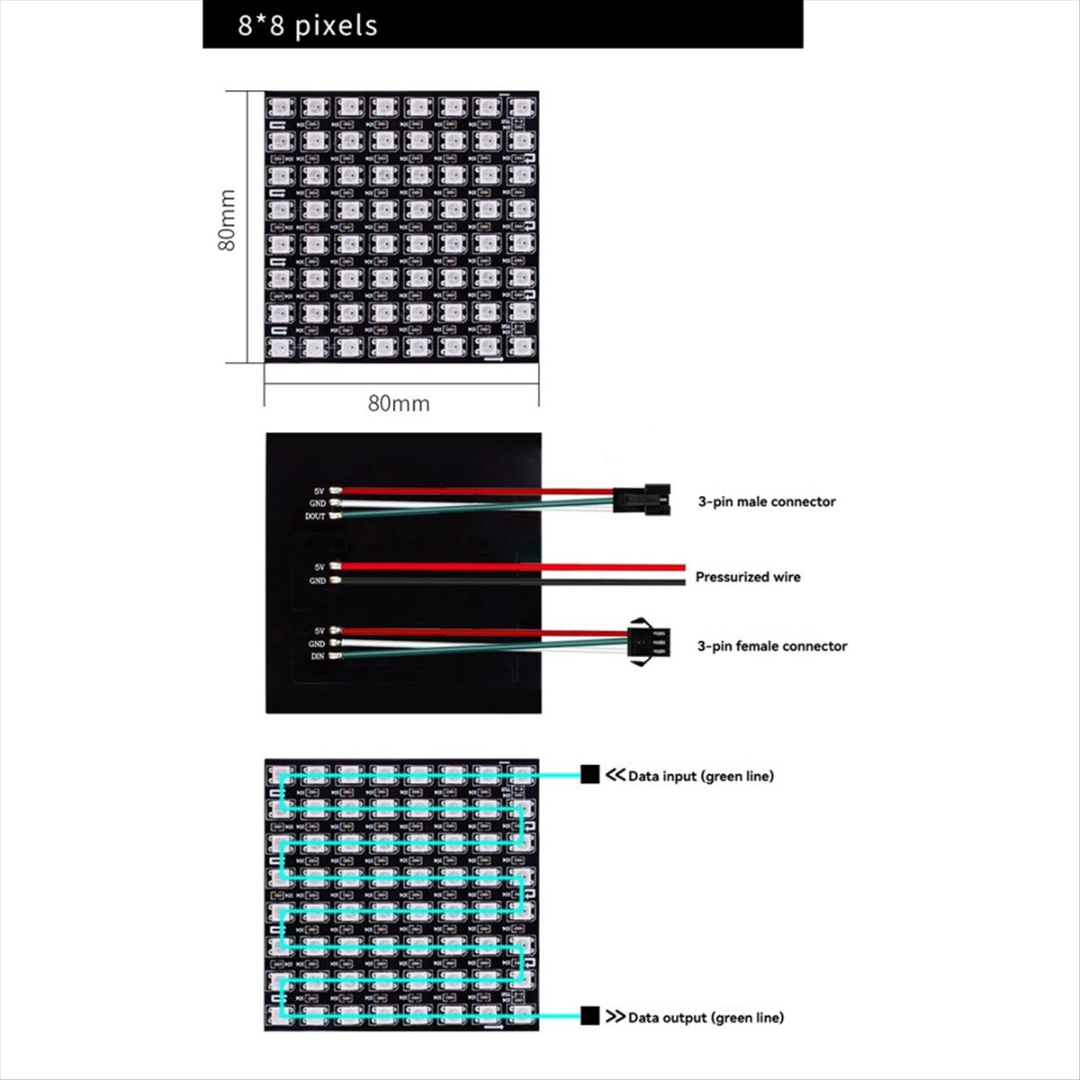 A36R WS2812B Dot Matrix Screen - огляд і ціна Rgb Led Matrix 8X8