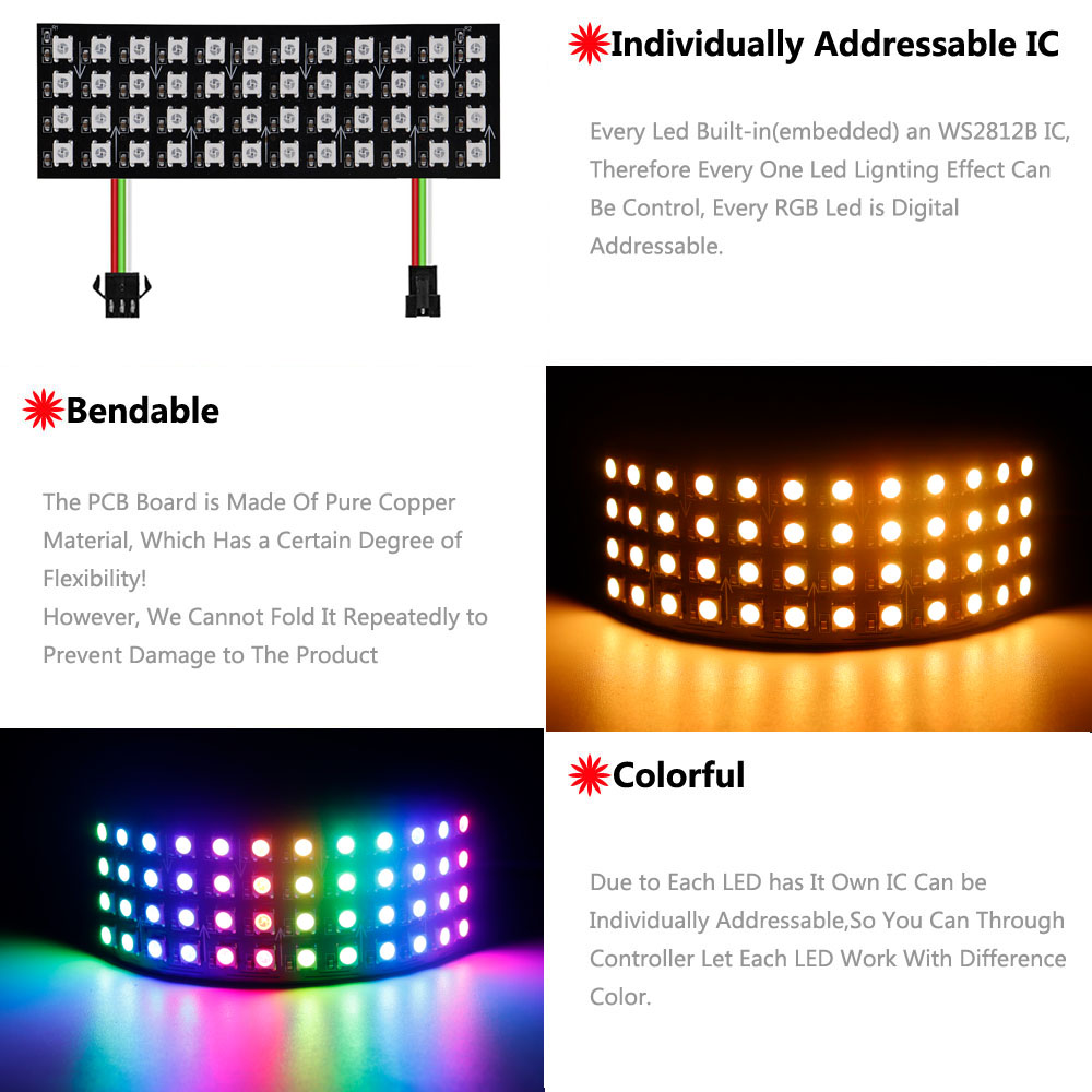 DC5V WS2812B RGB LED Panel Scr - огляд і ціна Rgb Led Matrix 8X8